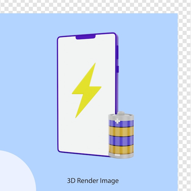 PSD renderização 3d do telefone móvel do dia da terra com bateria