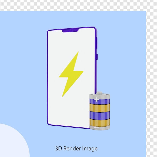 Renderização 3d do telefone móvel do dia da terra com bateria
