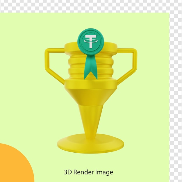 PSD renderização 3d do troféu de moeda criptográfica de corda