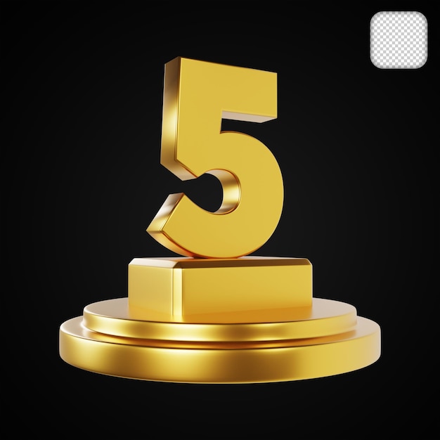 Renderização 3D do Troféu Top 5 Gold