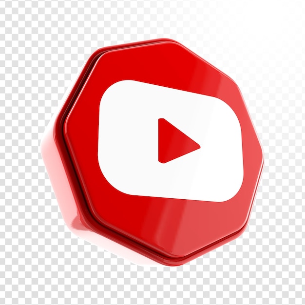 PSD renderização 3d do youtube nas redes sociais