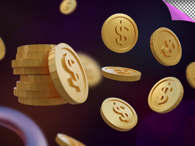 Renderização 3d dollar gold coin