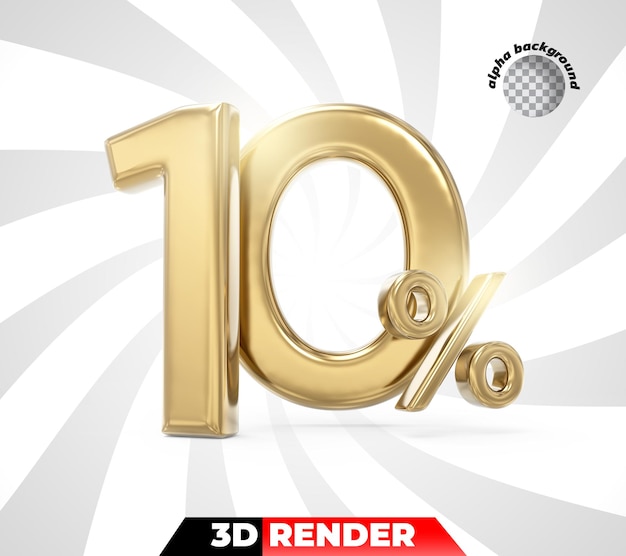 Renderização 3d dourada número 10