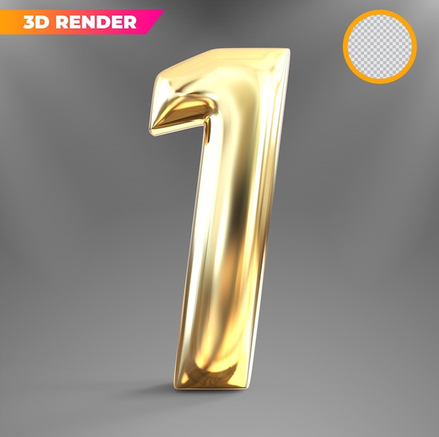 Renderização 3d dourada número 1