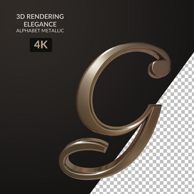 Renderização 3D Elegância alfabeto metálico script