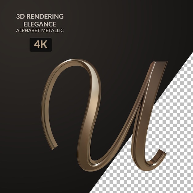 Renderização 3D Elegância alfabeto metálico script