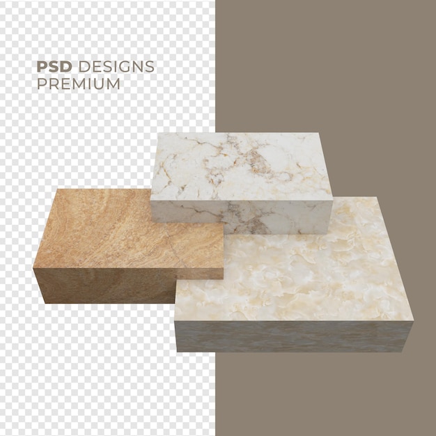 PSD renderização 3d em mármore do pódio perto da decoração de plantas em vasos
