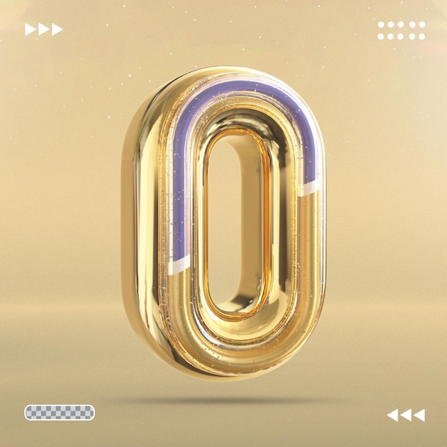 Renderização 3d estilo dourado número 0