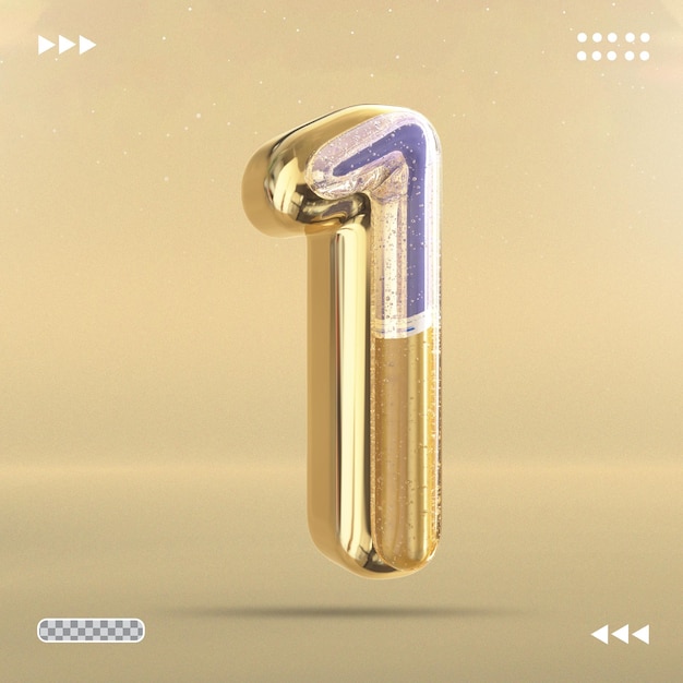 Renderização 3d estilo dourado número 1