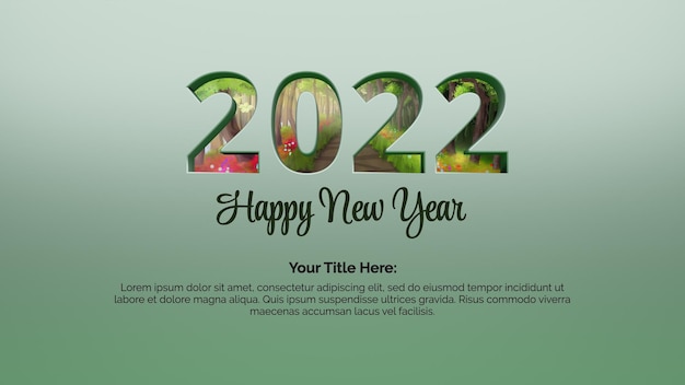 Renderização 3D Feliz Ano Novo 2022 pós-modelo