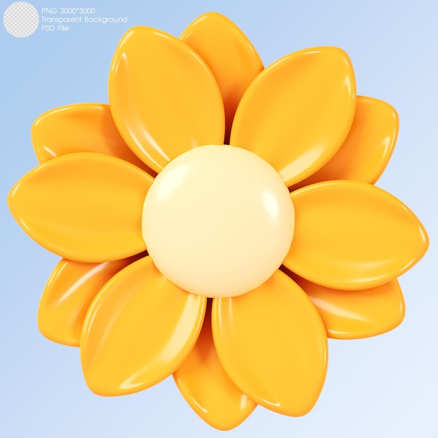 renderização 3D Flor amarela isolada no fundo