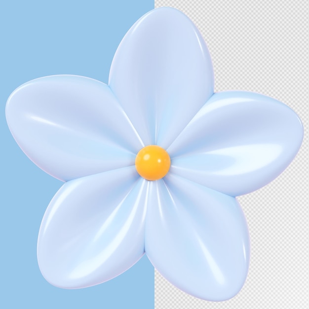 PSD renderização 3d flor azul isolada no fundo