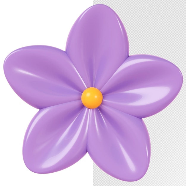 renderização 3D Flor roxa isolada no fundo