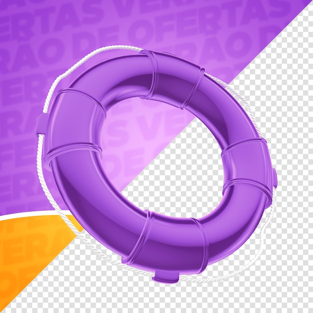 PSD renderização 3d flutuante de verão roxo isolada para composição