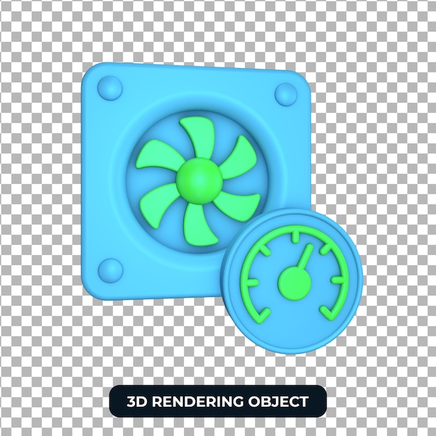 Renderização 3d fundo transparente do objeto velocidade do ventilador de resfriamento