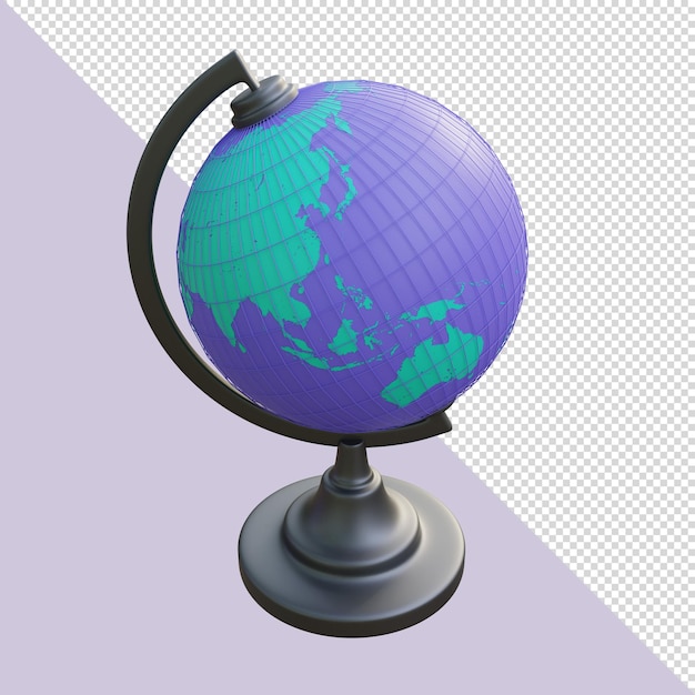 renderização 3D globo roxo ásia austrália