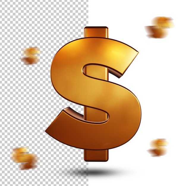 Renderização 3D Golden Dollar Sign