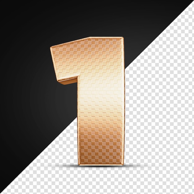 Renderização 3d golden number 1 isolada