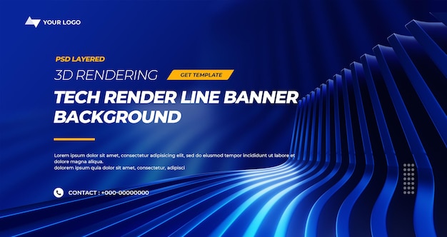 Renderização 3D HiTech Lines Abstract Background Banner Layers