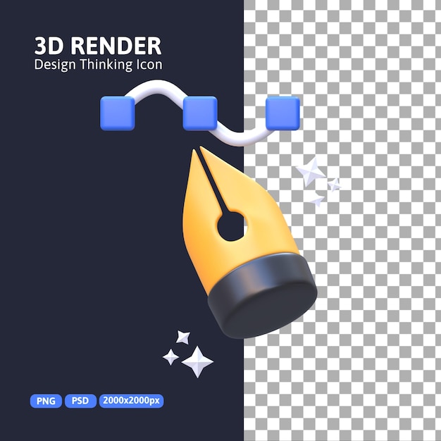 PSD renderização 3d - ícone curva de pensamento de design