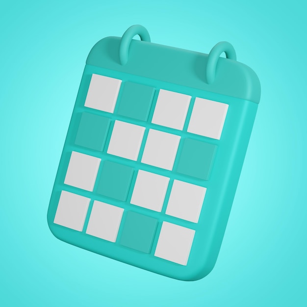 Renderização 3d ícone de atribuição de calendário calendário isolado com data marcada