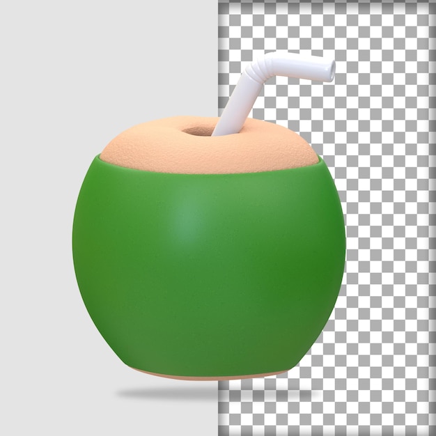 renderização 3d ícone de bebida de água de coco fresca verão 3d