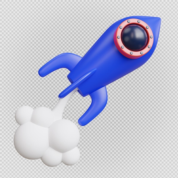 PSD renderização 3d ícone de inicialização do foguete espacial