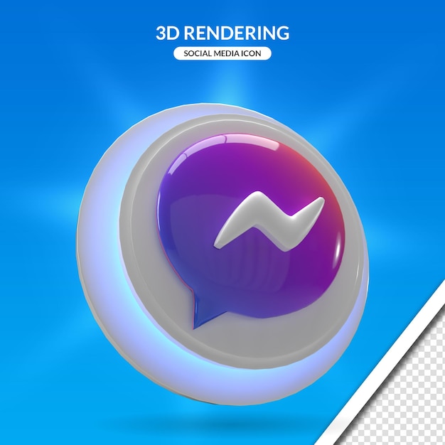 Renderização 3d ícone de mídia social brilhante do messenger