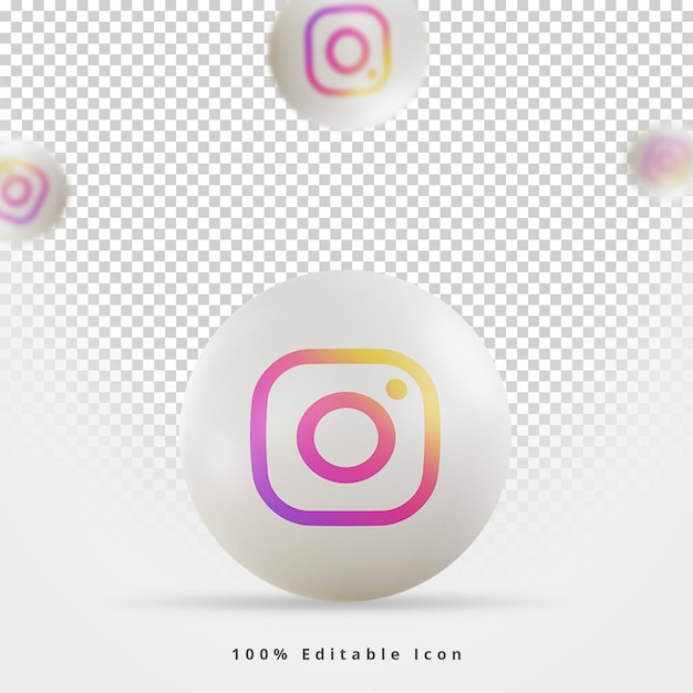 Renderização 3d ícone de mídia social instagram branco