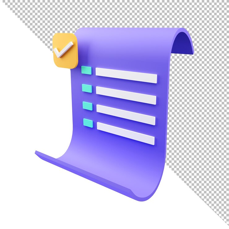 Renderização 3D Ícone de pagamento do recibo de transação de fatura de papel