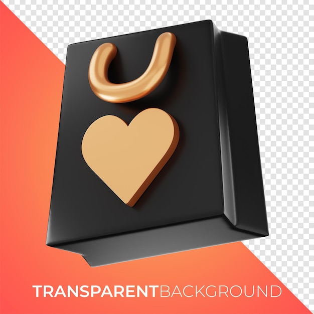 PSD renderização 3d ícone de sacola de compras do dia dos namorados premium em fundo isolado png pngwing