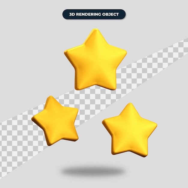 Renderização 3d ícone de três estrelas