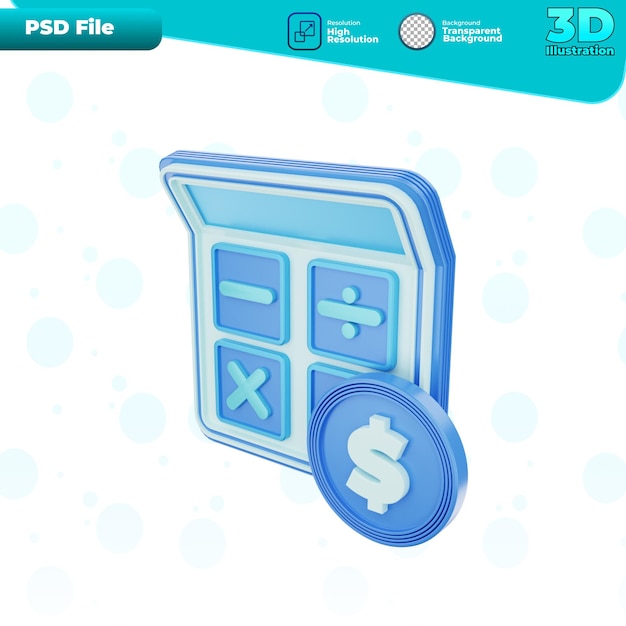 Renderização 3d ilustração do ícone de cálculo de pagamento