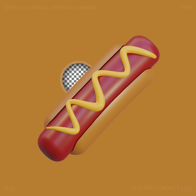 Renderização 3d imagem premium do ícone de comida hotdog