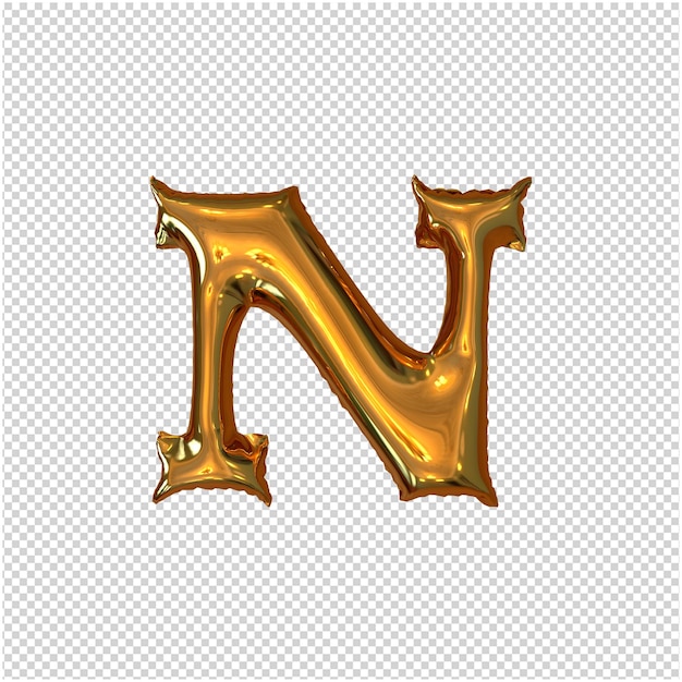 Renderização 3d inflável de letras douradas