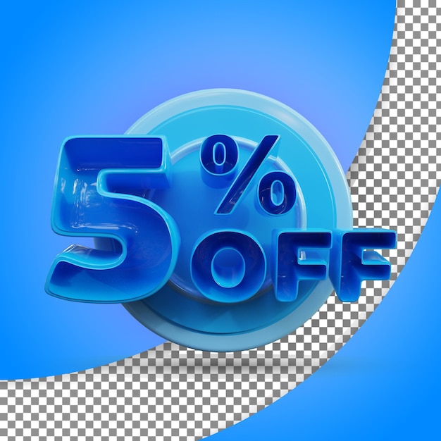 Renderização 3D isolada 5% Produto oferecido com renderização 3D realista