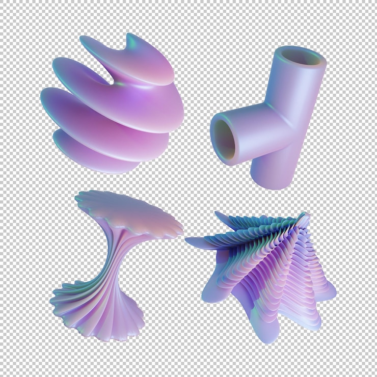 PSD renderização 3d isolada de formas abstratas