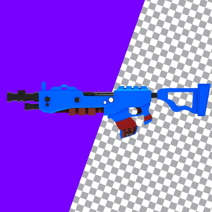 PSD renderização 3d isolada de gun para jogos