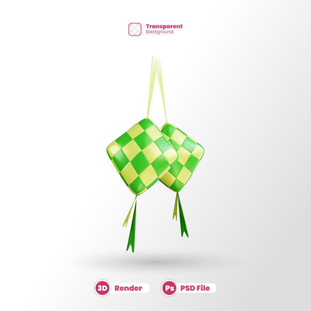 renderização 3d isolada de ketupat com fundo transparente