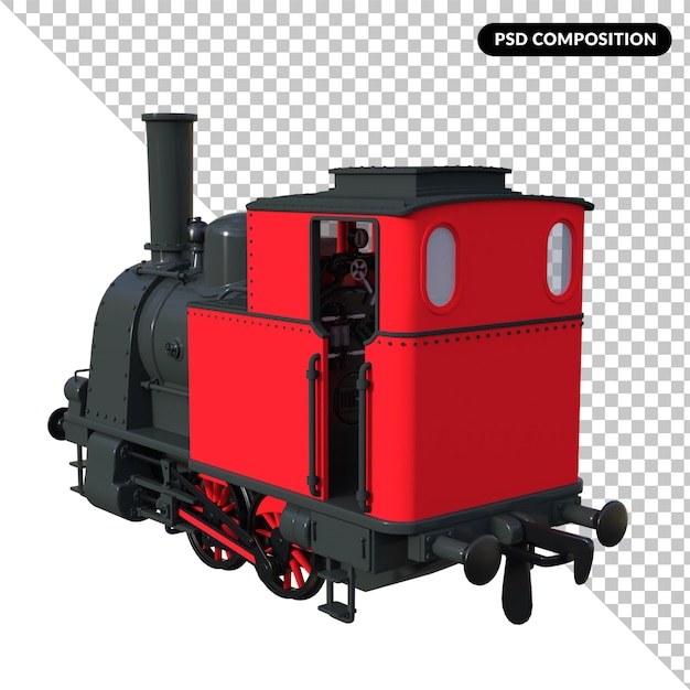 PSD renderização 3d isolada de locomotiva a vapor