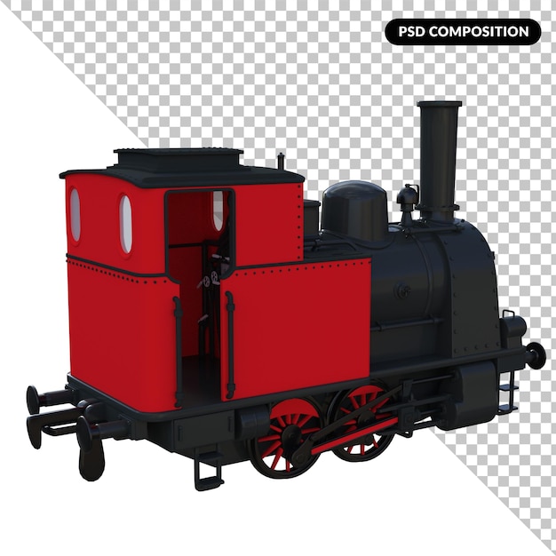 PSD renderização 3d isolada de locomotiva a vapor