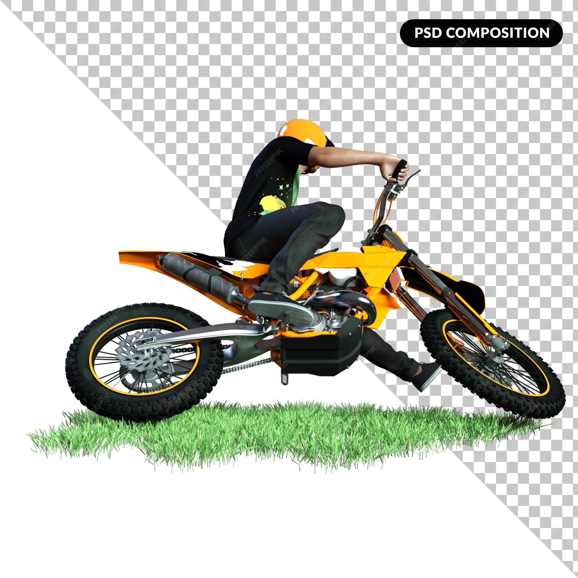 Renderização 3d isolada de motocicleta de trilha