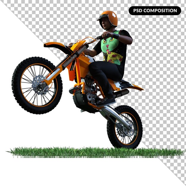 PSD renderização 3d isolada de moto de trilha