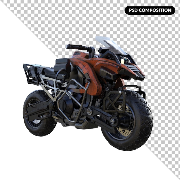 PSD renderização 3d isolada de motocicleta cyberpunk