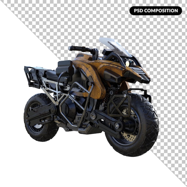 PSD renderização 3d isolada de motocicleta cyberpunk