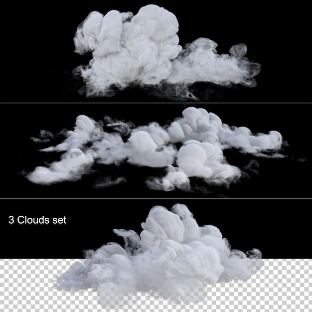 Renderização 3d isolada de nuvens