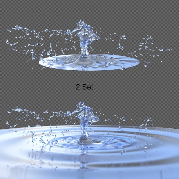 Renderização 3D isolada de salpicaduras de água