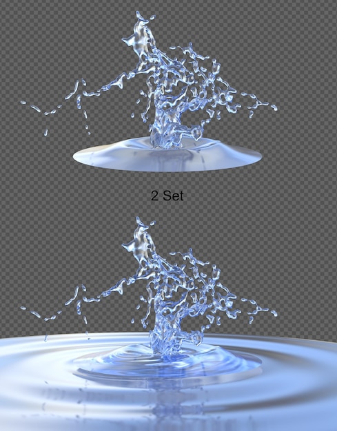 Renderização 3D isolada de salpicaduras de água