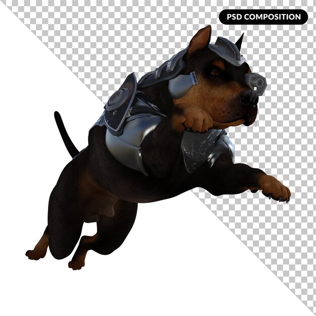 PSD renderização 3d isolada de super cão amigo