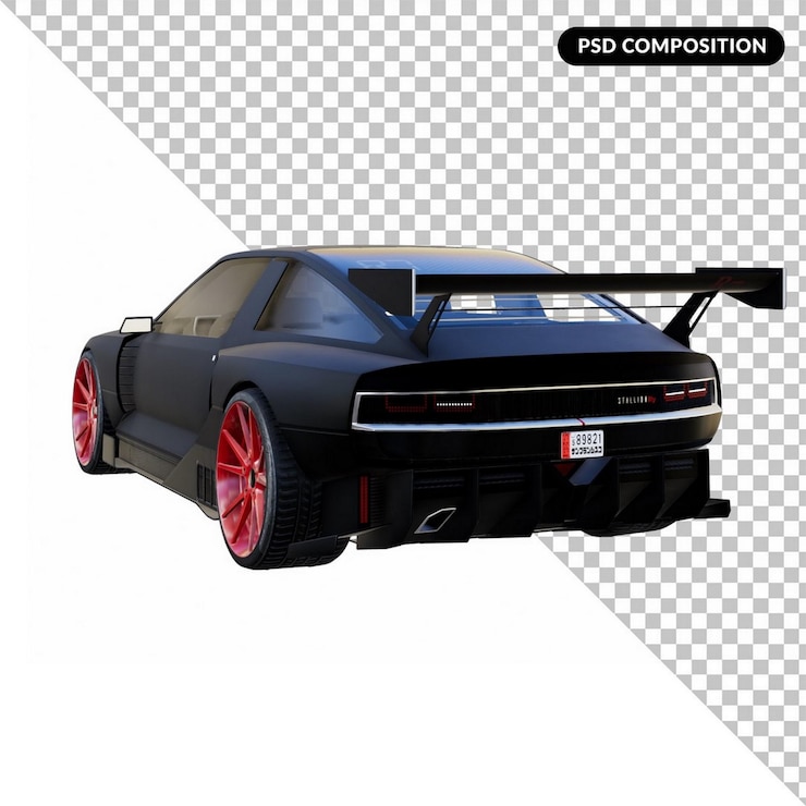 PSD renderização 3d isolada de supercarro